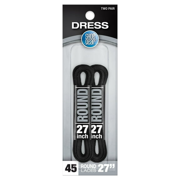 Shoe Gear Waxed Round Dress Black Shoe Lace for Men and Women, Polyester, Black, 27"