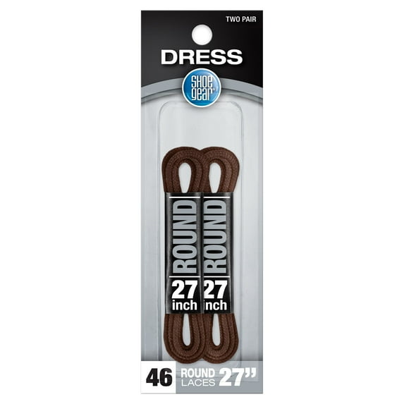 Shoe Gear Waxed Round Dress Shoe Laces for Men and Women, Polyester, Brown, 27"