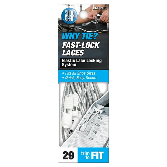Shoe Gear Why Tie Lock Laces for Men and Women, Polyester, Gray