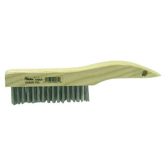 Shoe Handle Scratch Brush, 10 In, 4 X 16 Rows, Stainless Steel Wire, Wood Handle | Bundle of 5 Each