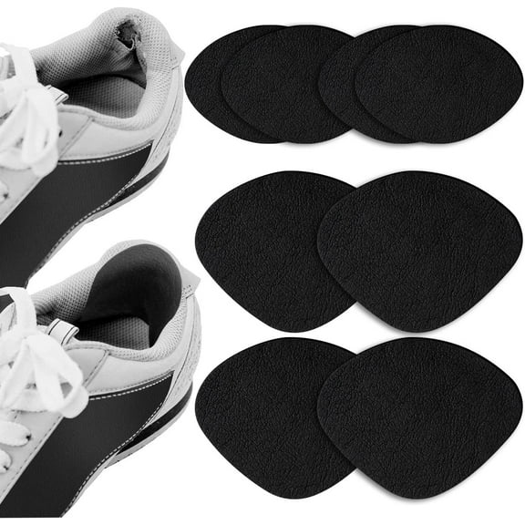 Shoe Heel Repair, 4 Pairs Self-Adhesive Inside Shoe Patches for Holes, Shoe Hole Repair Patch Kit for Sneaker, Leather Shoes, High Heels (Black)