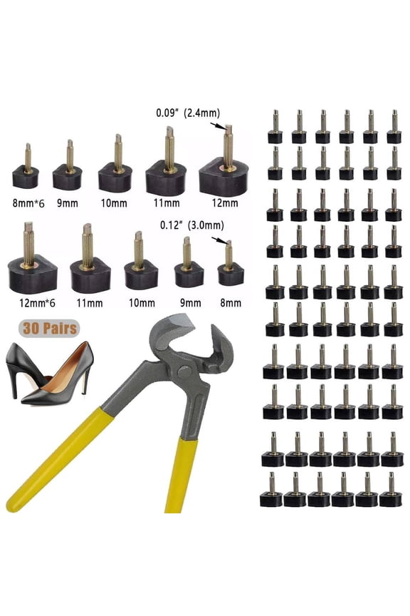 Shoe Heel Repair Set, 5 Different Sizes Heel Tips for High Heel Shoes Replacement Parts, High Heel Replacement Tips for Women