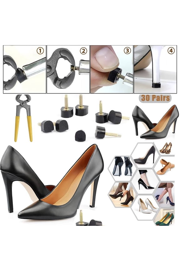 Shoe Heel Repair Set, 5 Different Sizes Heel Tips for High Heel Shoes Replacement Parts, High Heel Replacement Tips for Women
