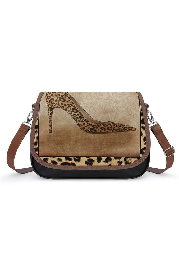 Shoe High Heels Leopard Print Vintage Crossbody Bag for Women Medium Leather Hobo Bags Shoulder Bag Classic City Leather Satchels