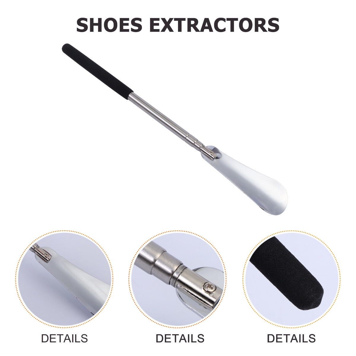 Shoe Horn 2pc Stainless Steel Shoe Horn Adjustable Long Handle Shoehorn