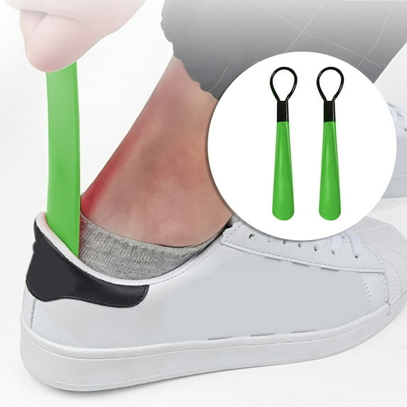 Shoe Horn Clearance! Wire tube small shoe horn with leather shoe horn hook single color 2PC green, 2PC shoe horn hook Promotion sale!