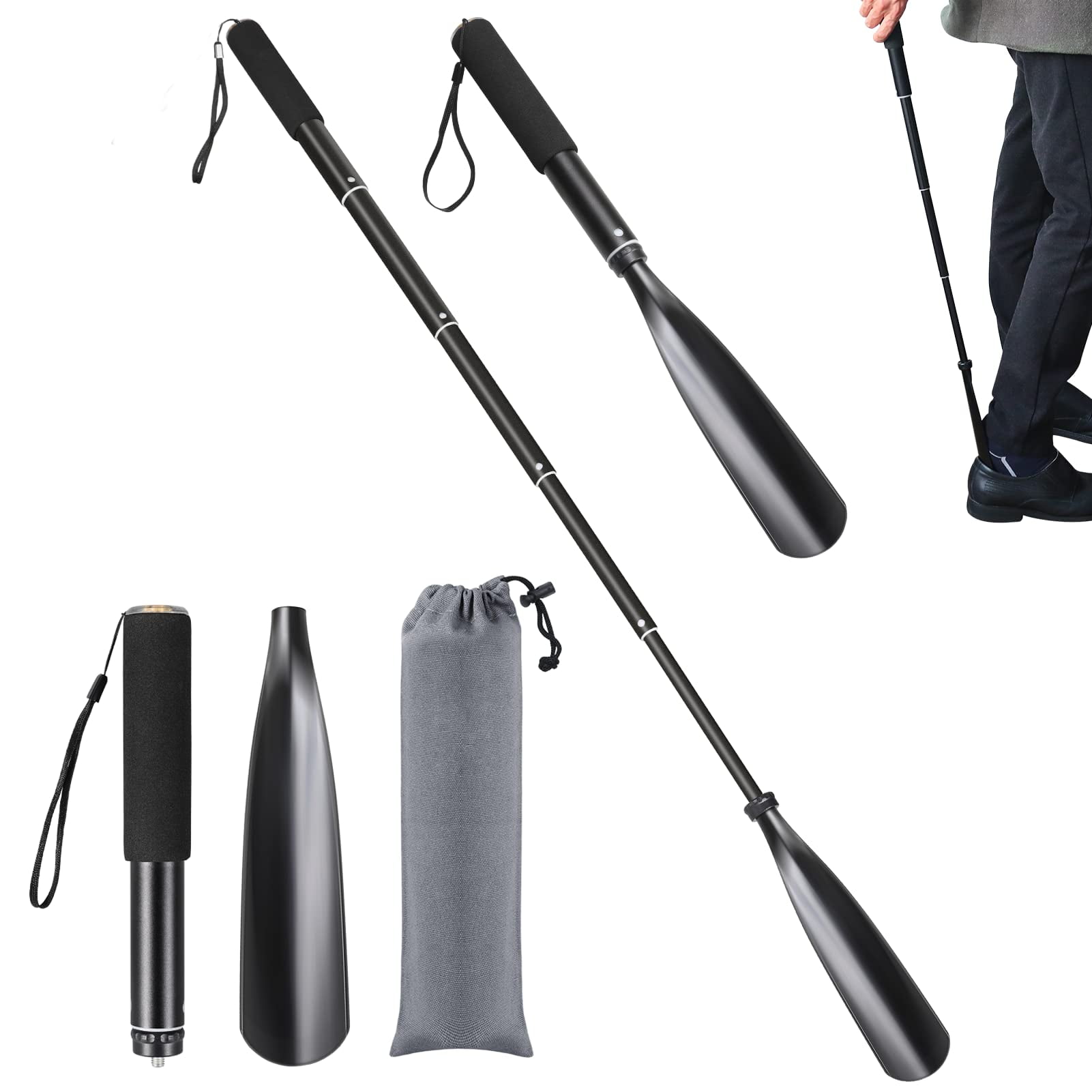 Shoe Horn Long Handle 15"37" Telescopic Metal Shoe Horn Adjustable