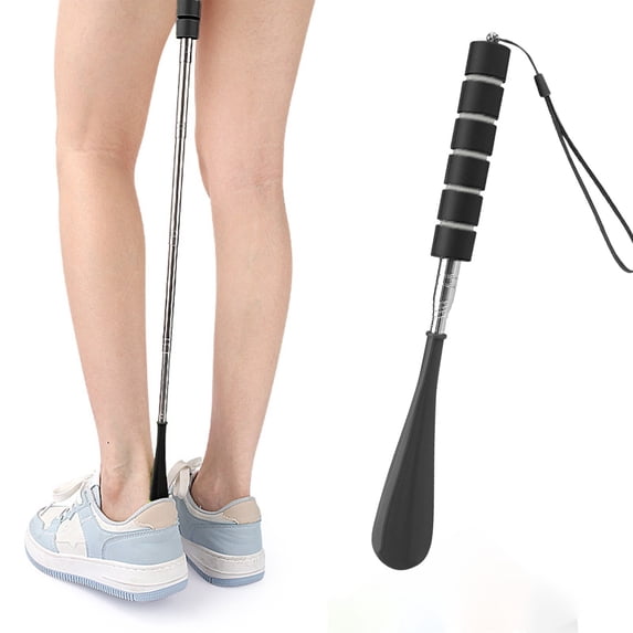 Shoe Horn Long Handle Retractable Shoehorn Telescopic Foldable Shoe Puller,Telescopic Metal Shoes Horn Adjustable Length, Extends & Collapses Stainless Steel Telescopic Shoehorn for Seniors