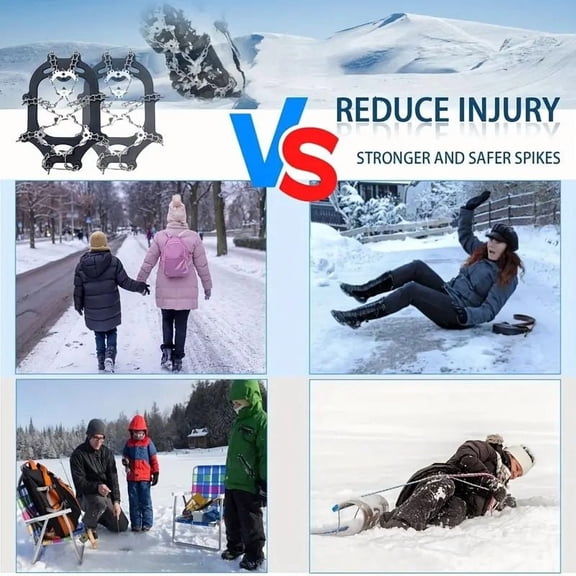 Shoe Ice Claws  Traction Shoe Nails  Ice and Snow Grip Straps with 19 Stainless Steel Nails  Shoe Claws Anti-Slip Boot Nails  Suitable for Walking  Jogging  Mountaineering and Hiking Blac