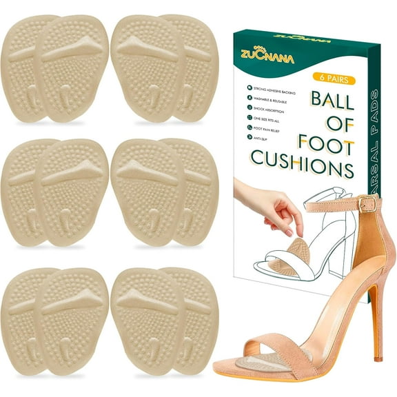 Shoe Insoles Gel Inserts Foot Pain Relief Clear Heel Pads Beige 3 Pairs