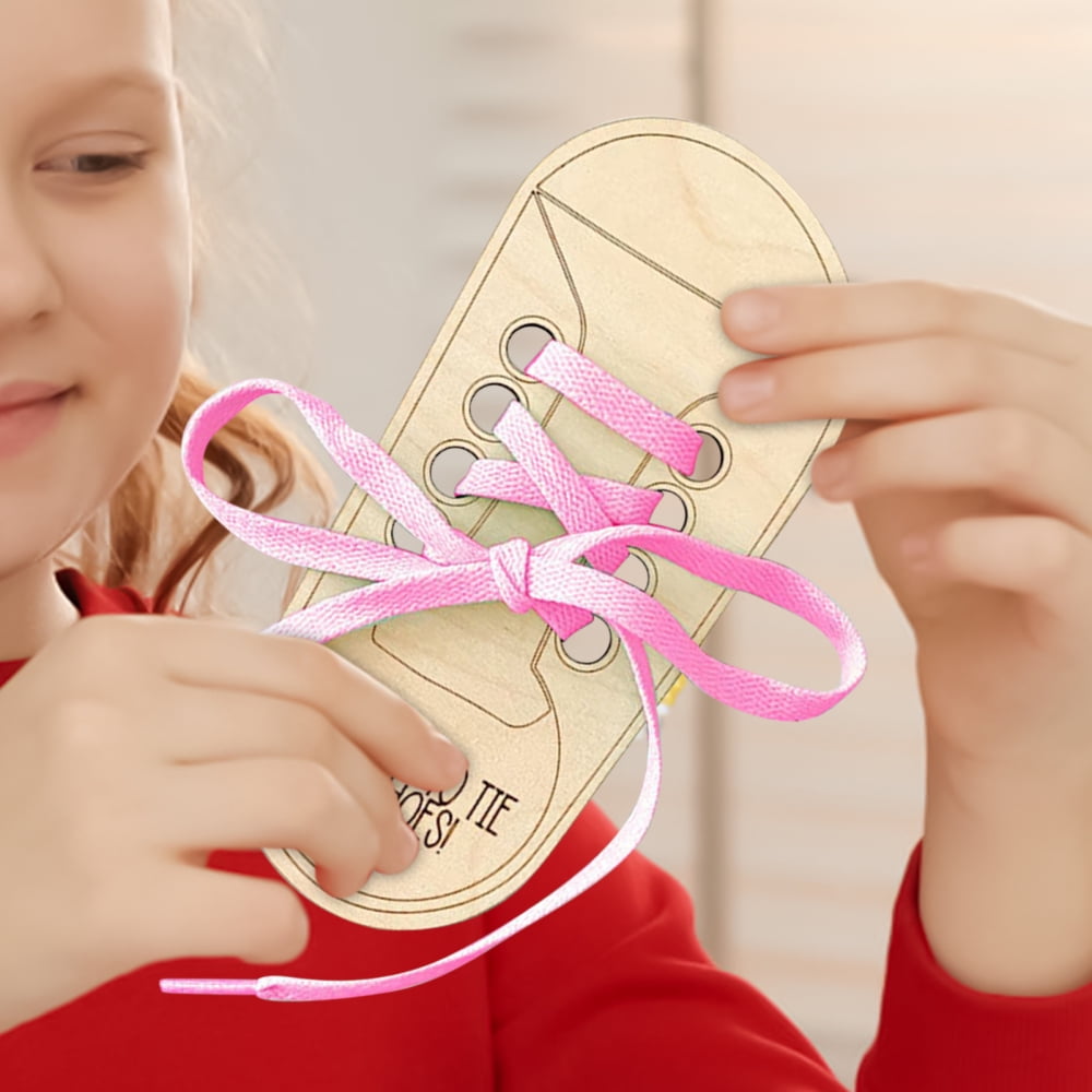 Shoe Lacing Practice Toy | Wooden Threading Teaching Aid | Educational ...