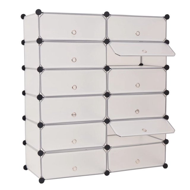 Shoe Organizer, 12 Compartments White - Interlocking Shoe Rack with ...