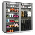 thumbnail image 1 of Shoe Organizer,27-Pairs Portable Boot Rack Double Row Shoe Rack Covered Nonwoven Fabric (7-Tiers Silver Grey), 1 of 6