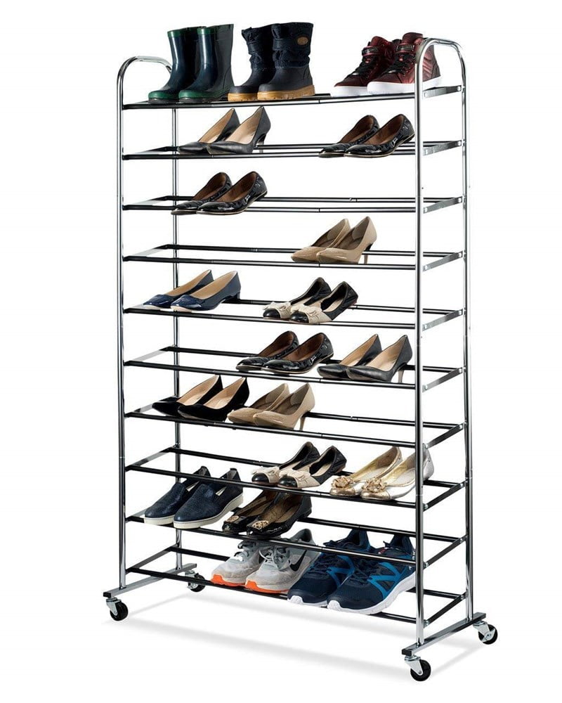 10 Tiers Shoe Rack 50-Pair Shoe Storage Organizer Metal Shoe Shelf Tower Shoes  Racks Organizer for Closet Entryway Garage Chrome - AliExpress