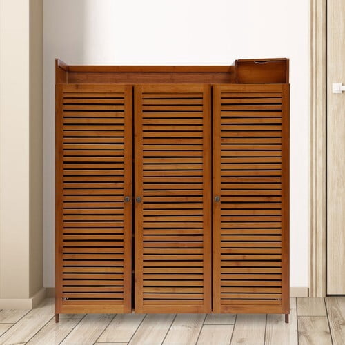 Shoe Organizer Closet Cabinet Wood Shoe Storage Rack Entryway Shoe Cabinet