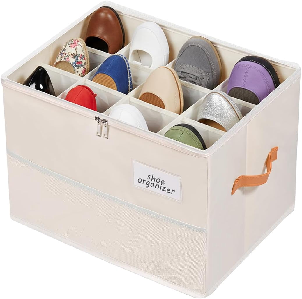 Shoe Organizer for Closet, Foldable Shoe Box Storage Containers with ...