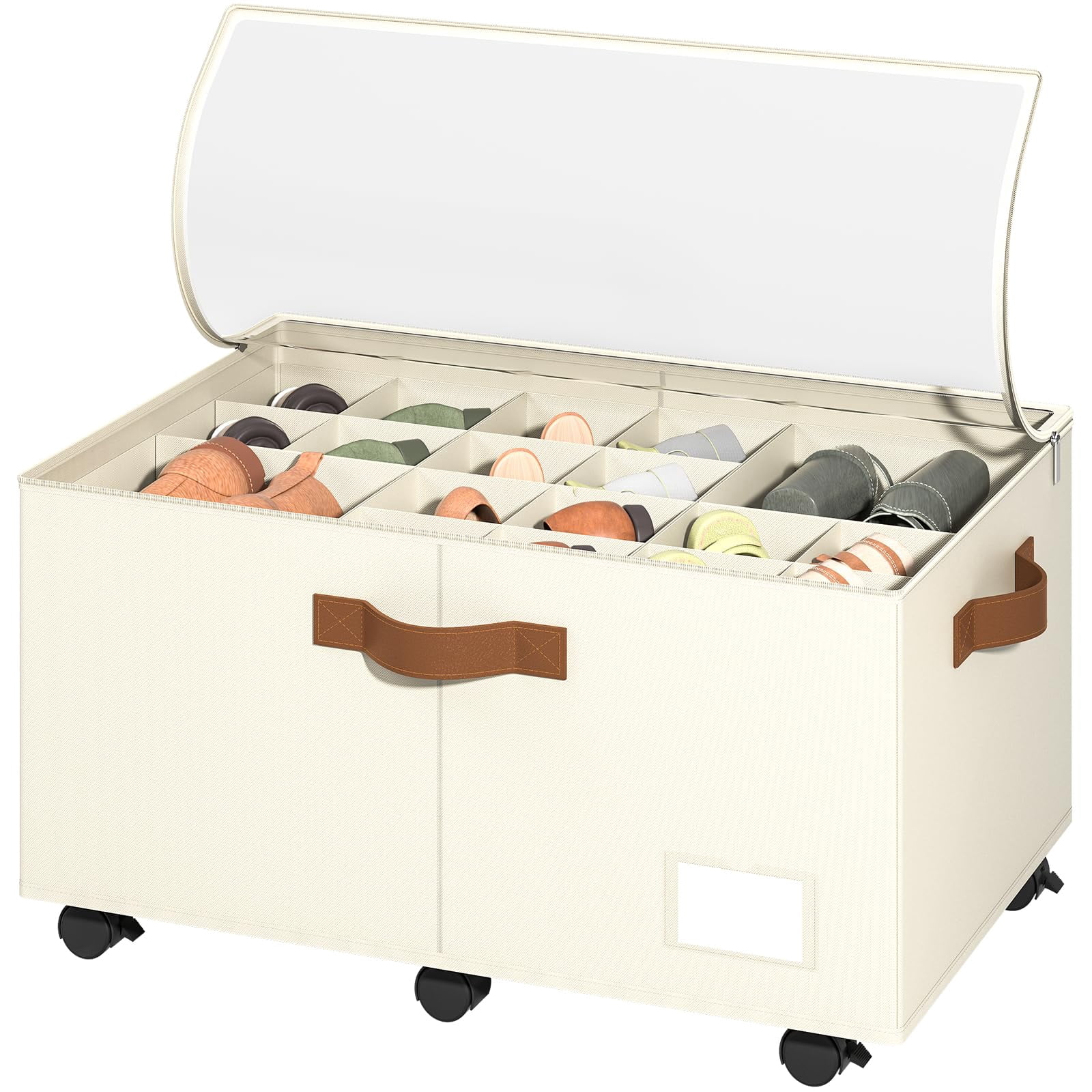 Shoe Organizer for Closet, Shoe Storage with Wheels, Fits 16 Pairs