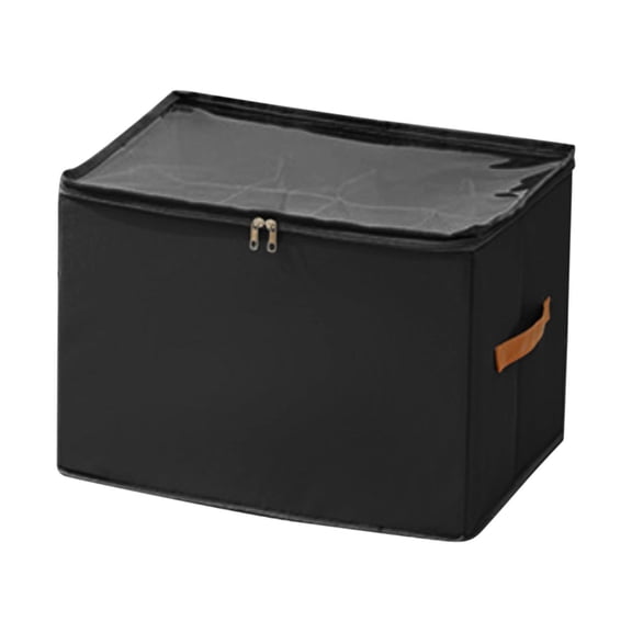 Shoe Organizer, Cloth Black Shoe Storage Box, Fabric Shoe Organizer Storage Box with Transparent Cover, Foldable Closet Cubby for Shoes & Clothing, Sturdy Handles & Zipper