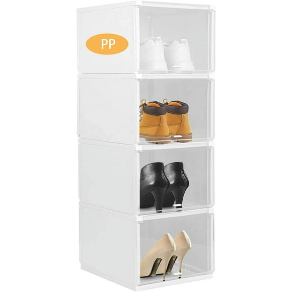 Shoe Organizer Shoe Storage, 4 Pack Clear Plastic Stackable Shoe Box With Lids, Shoe Rack, Zapatos Organizador, Shoe Containers, Sneaker Storage, Shoe Display, Shoe Case