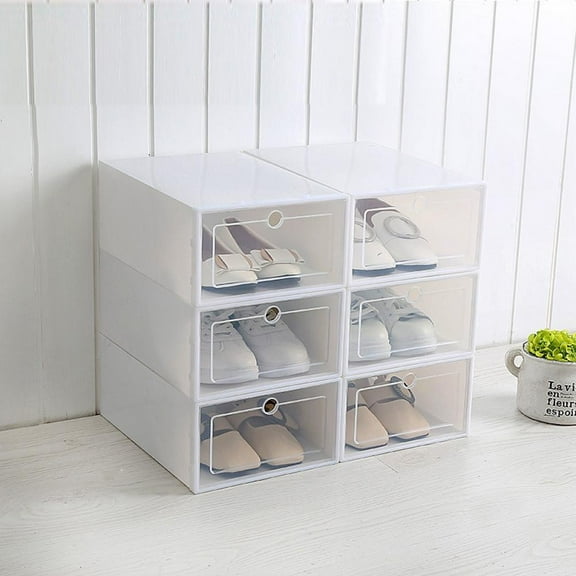 Shoe Organizer Shoe Storage - Stackable Shoe Box Foldable Clear Plastic Sneaker Display Box,Shoe Cubby,Space Saving Shoe Container,Shoes Organizer for Closet Organizers and Storage Bins