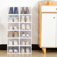 Shoe Organizer Storage Boxes for Closet 12 Packs, Clear Plastic