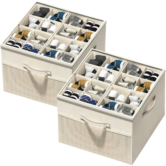 Shoe Organizer for Closet,2 Pack Foldable Shoe Storage Organizer Box Bin with Adjustable Dividers and Clear Cover, Fits up to 16-32 Pairs