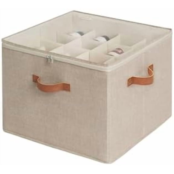 Shoe Organizer for Closet, Fits up to 16 Pairs, Shoe Cubby Storage Containers with Adjustable Dividers and Clear Cover, Taupe