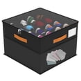 thumbnail image 1 of Shoe Organizer for Closet, Foldable Shoe Storage Containers with Clear Cover, Bottom Support, Fits up to 16 Pairs, Black, 1 of 8