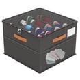 thumbnail image 1 of Shoe Organizer for Closet, Foldable Shoe Storage Containers with Clear Cover, Bottom Support, Fits up to 16 Pairs, Gray, 1 of 8
