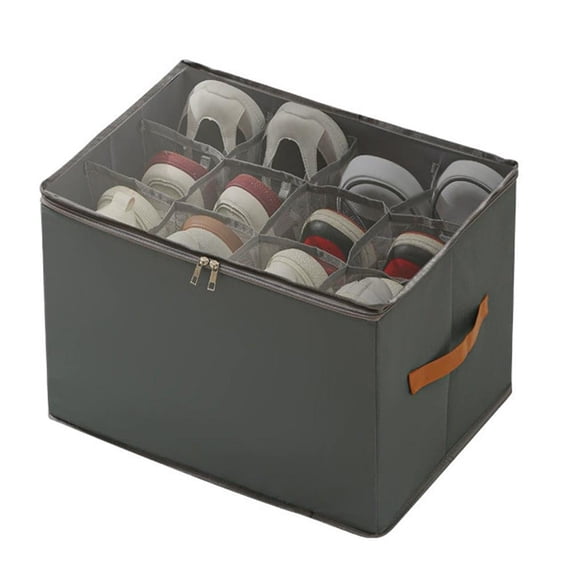 Shoe Organizer for Closet, Large Shoe Box Storage Containers, Foldable Shoes Storage Organizer Box Bin, Space Saving Shoes Holder