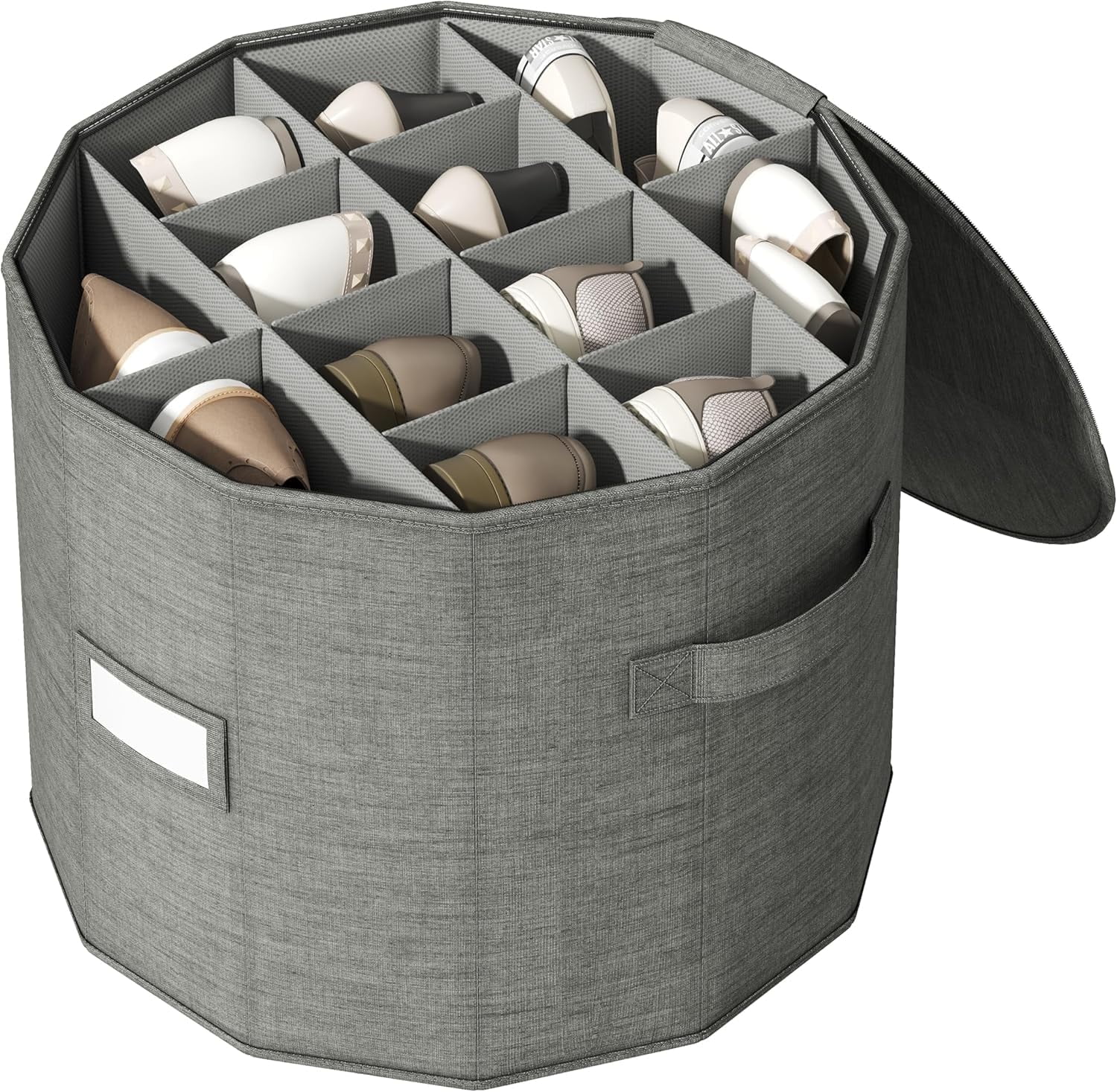 Shoe Organizer for Closet with Adjustable Dividers for Closet, Foldable Shoe Storage Box