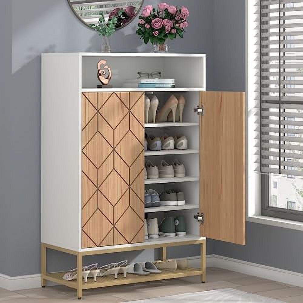 Shoe Organizer with Doors Shoe with Adjustable Shelves for