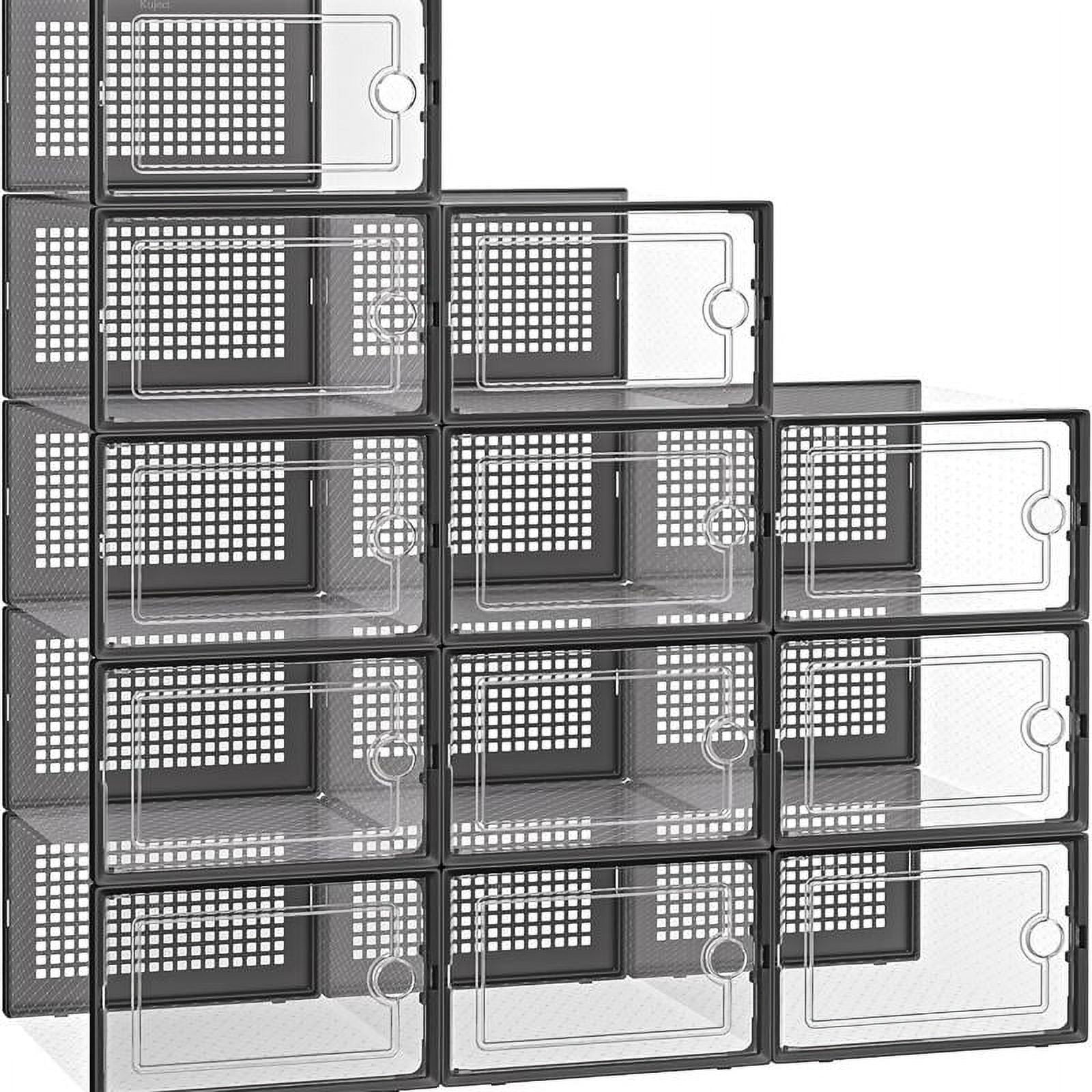 Shoe Organizers Storage Boxes for Closet, 12 Pack Clear Plastic ...