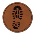 thumbnail image 1 of Shoe Print Boot 2.5" Faux Leather Round Engraved Iron-On Patch - Brown, 1 of 6