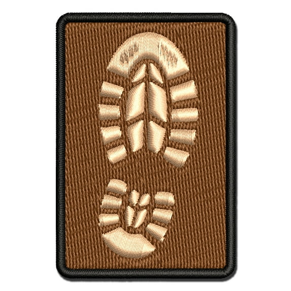 Shoe Print Boot Applique Multi-Color Embroidered Hook & Loop Patch - 3.5 Inch Large