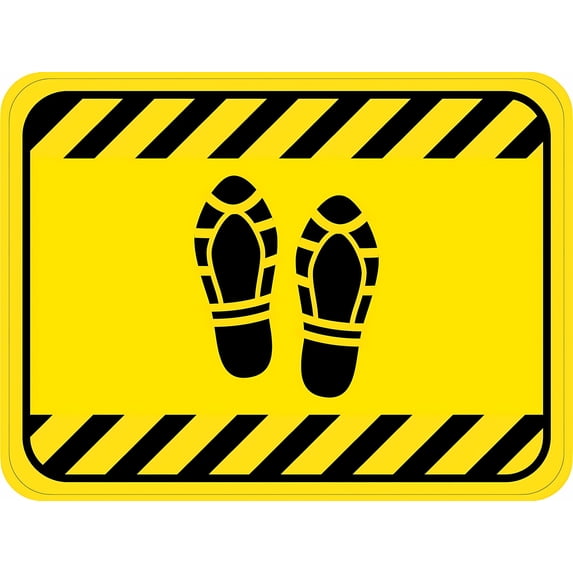 Shoe Print Up Hazard Striped Warning Sign - 8"x12" Tin Metal Vintage Decor, for Home Farm Bar Coffee Shop Club