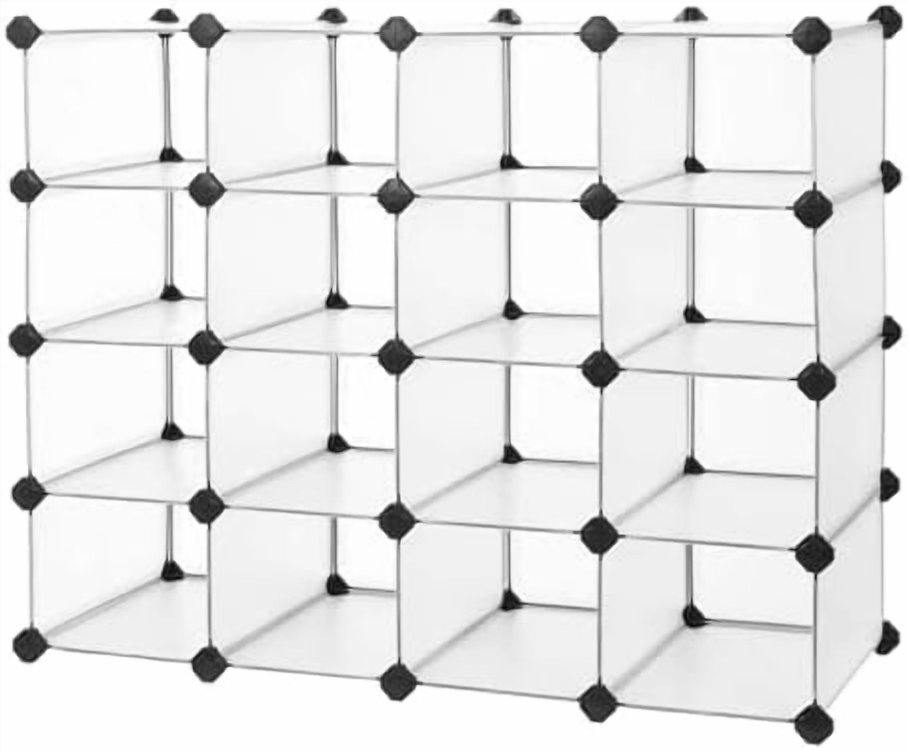 Shoe Rack with 16 Cubes, Interlocking Plastic Shoe Organizer, DIY ...