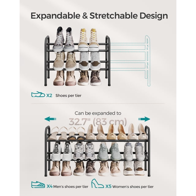 Shoe Rack - 2 Tier Expandable Shoe Organizer - Metal Shoe Shelf Storage ...