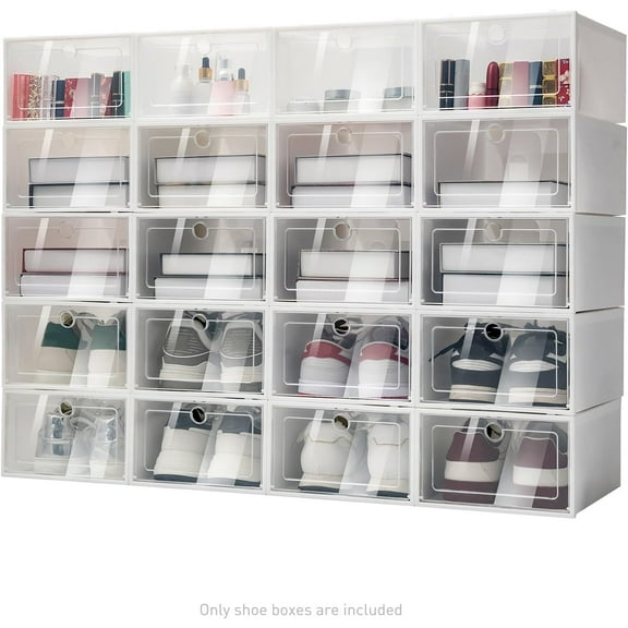 Shoe Rack, 20 Cubes Shoe Organizer with Doors Stackable Small Shoe Rack, Adjustable Shoe Shelf Storage Organizer Plastic Shoe Shelves Organizer for Closet Hallway Entryway Bedroom,White