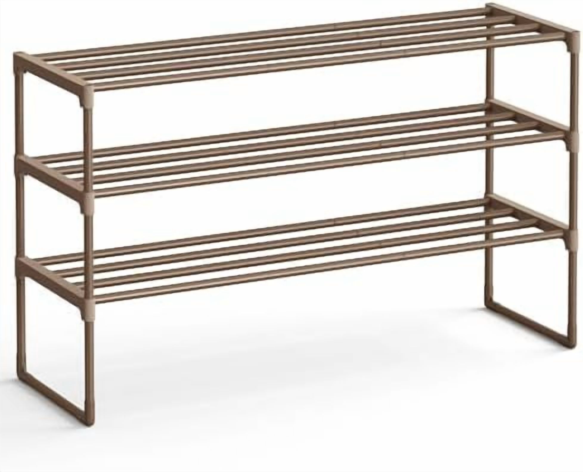 Shoe Rack, 3-Tier Shoe Organizer, Metal Storage Shelf, Upright or ...