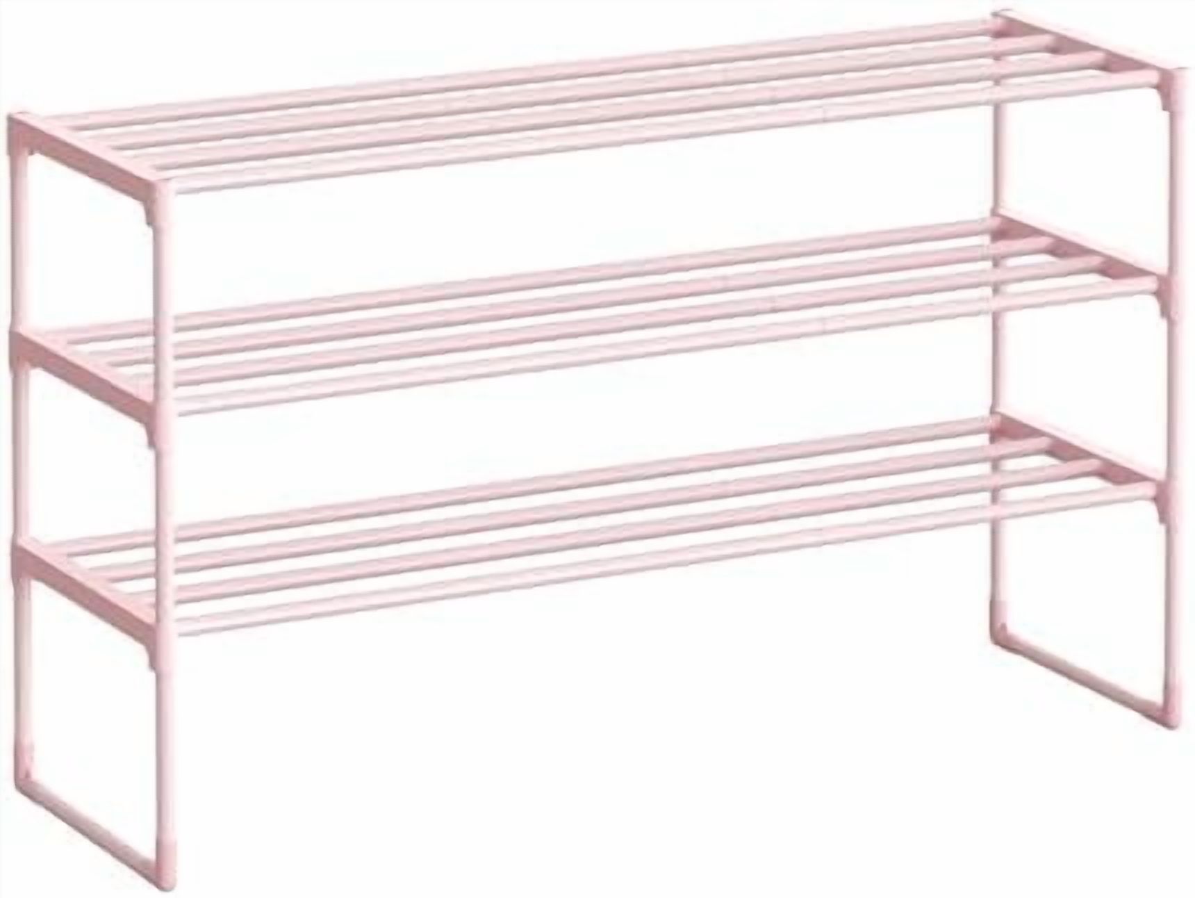 Shoe Rack, 3-Tier Shoe Organizer, Metal Storage Shelf, Upright or ...