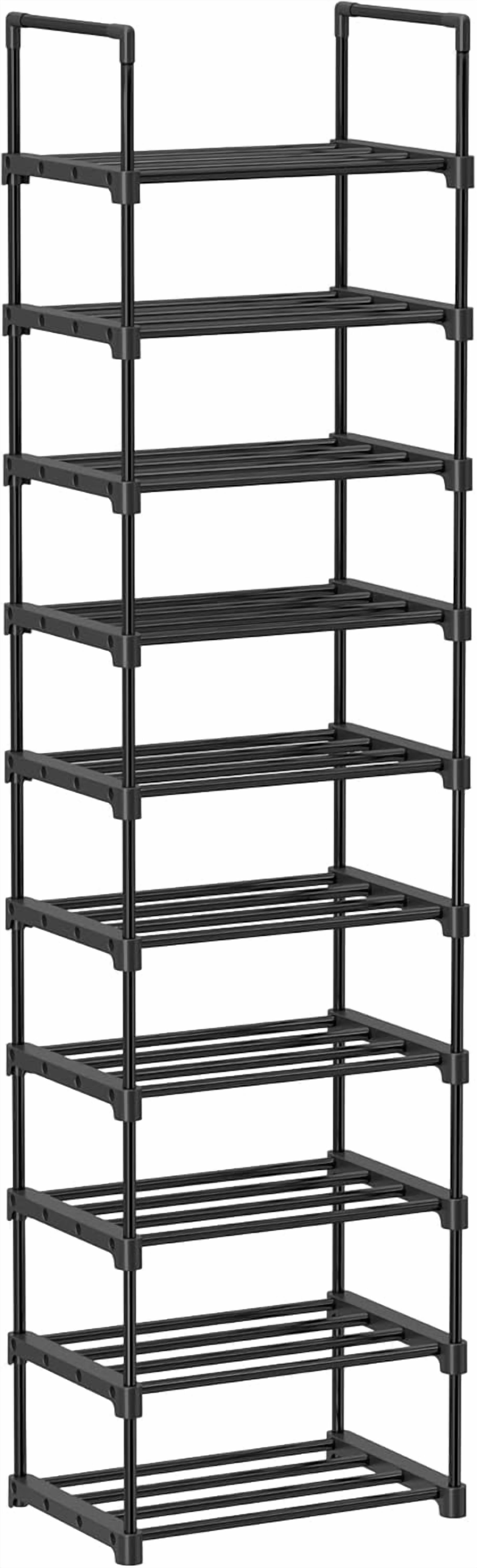 Shoe Rack, 3-Tier Shoe Organizer, Metal Storage Shelf, Upright or ...