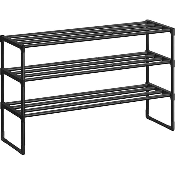 Shoe Rack, 3-Tier Shoe Organizer, Metal Storage Shelf, Upright or Upside Down, Stackable, for Entryway