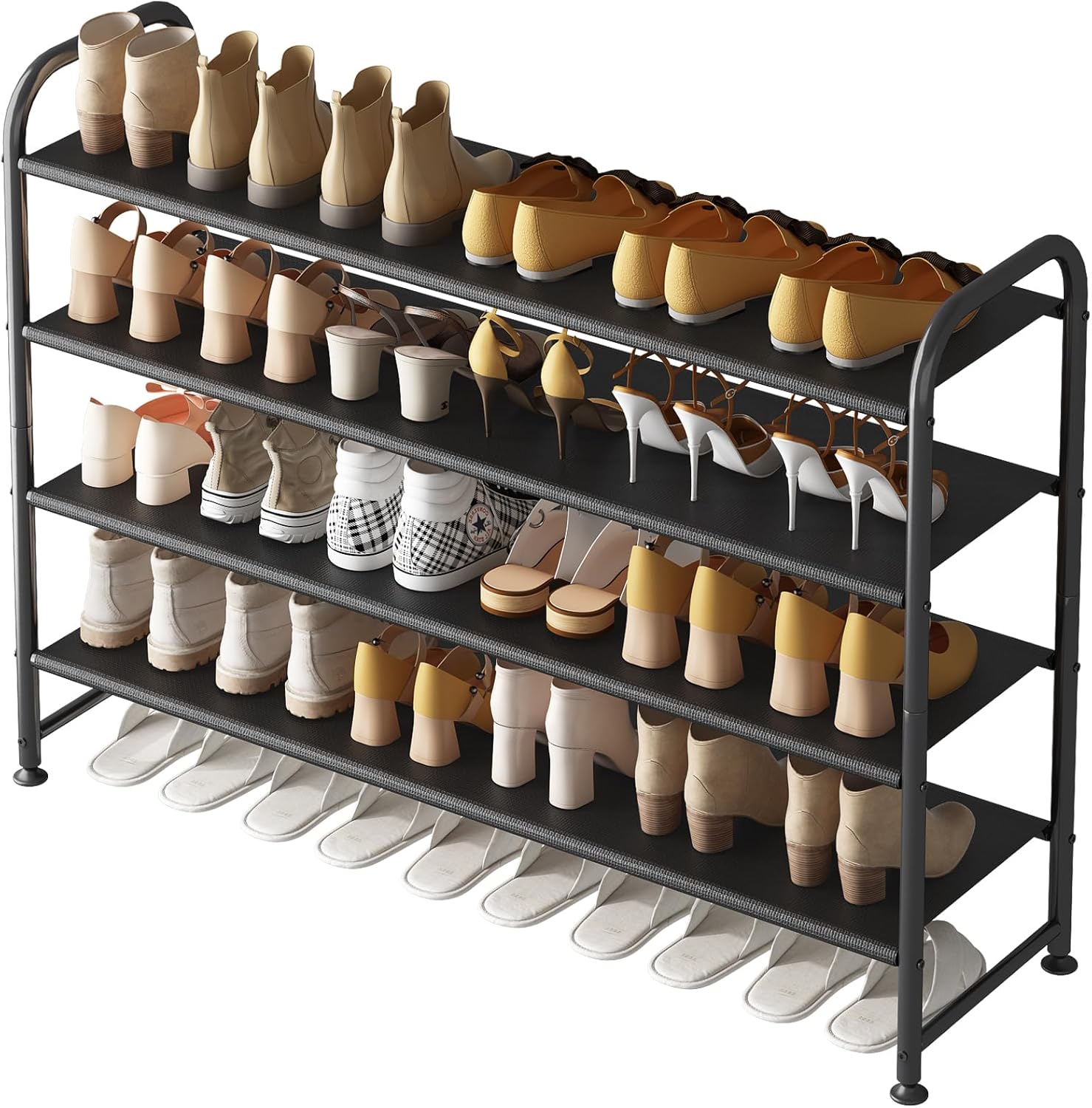 Shoe Rack 4 Tier Long Storage Organizer Wide Metal Shoe Shelf for ...