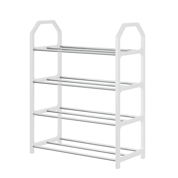 Shoe Rack 4 Tier Metal Shelves Storage Organizer Shoe Rack For Bedroom Closet Entry Dormitory 19.68x16.53x7.08in Steel Shoe Rack Storage Rack(White)