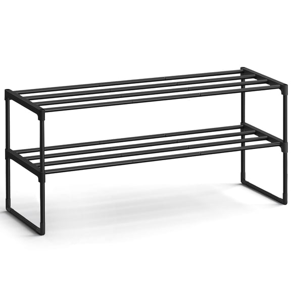 Shoe Rack, 4-Tier Shoe Organizer, Metal Storage Shelf, Upright or Upside Down, for 20-25 Pairs, Stackable, for Entryway, 11.8 x 36.2 x 29.1 Inches, Black ULSA14BK