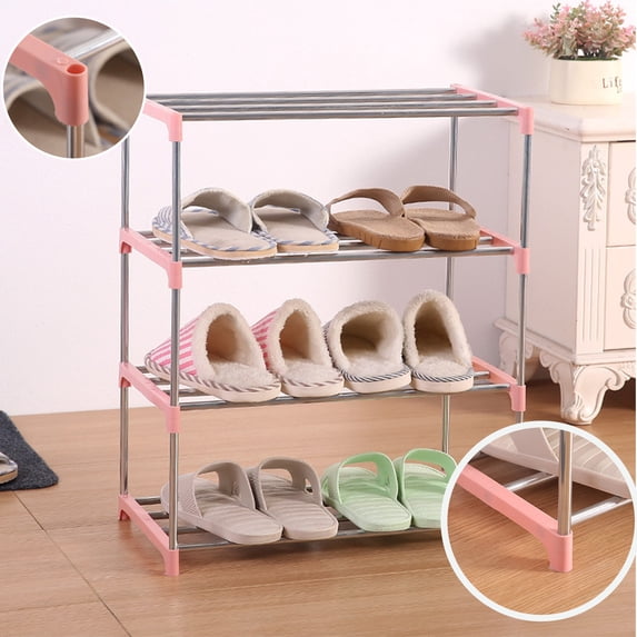 Shoe Rack 4 Tier Shoe Organizer Shoe Storage Shoe Rack for Narrow Hallway Entryway Bedroom Easy Assembly (Pink) Deals of the Day Clearance