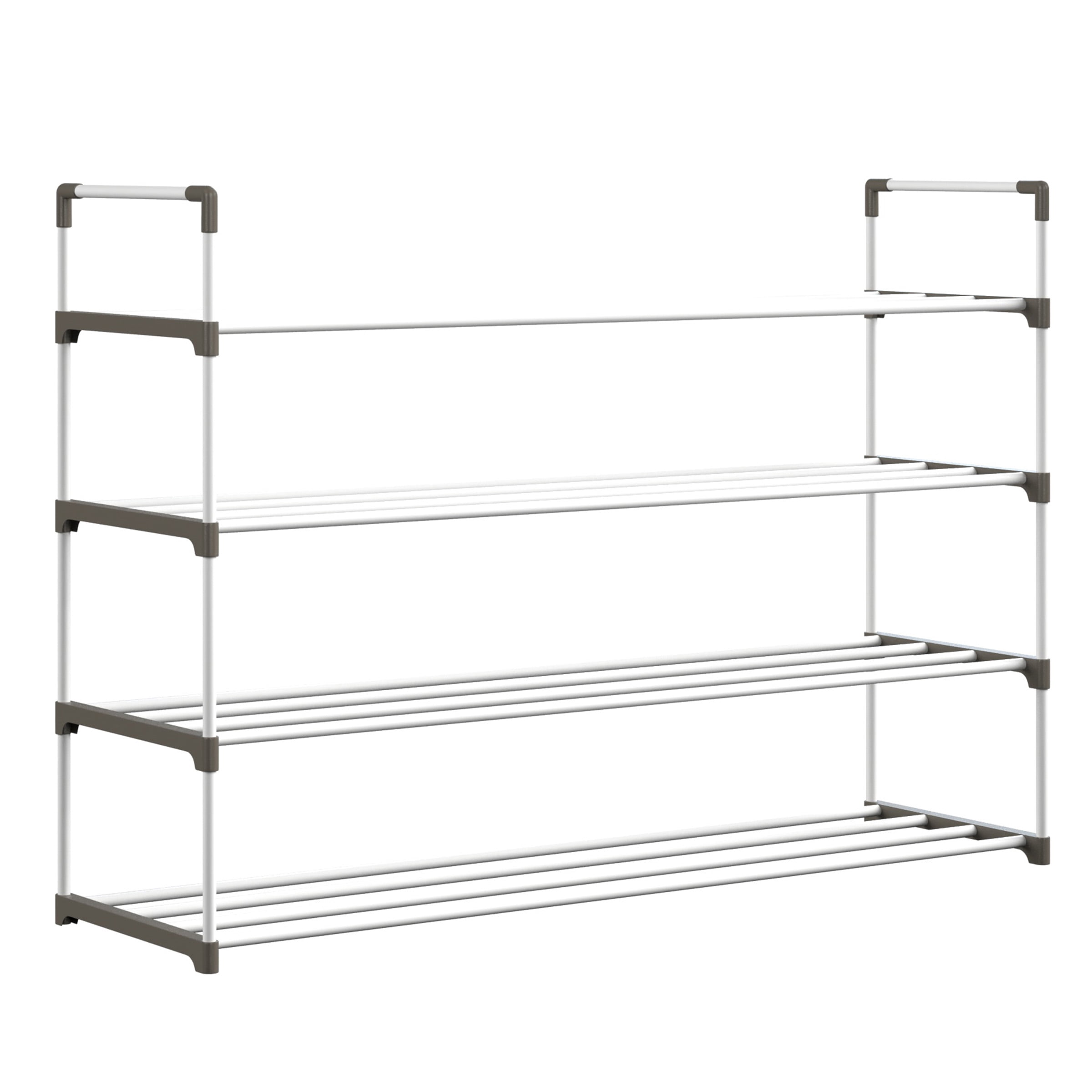Shoe Rack - 4-Tier Shoe Organizer for Closet, Bathroom, Entryway - Shelf Holds 20 Pairs Sneakers, Heels, Boots by Home-Complete (White)