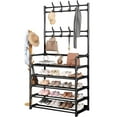 thumbnail image 1 of Shoe Rack 5 Tier Shelves，Entryway/Walk in Cloest Organizer Storage for Coat, Shoes Racks Front Door Entrance, Free Standing Shelf Furniture, Samll Spaces Shoerack, Bedroom Closets Organizers, Black, 1 of 9