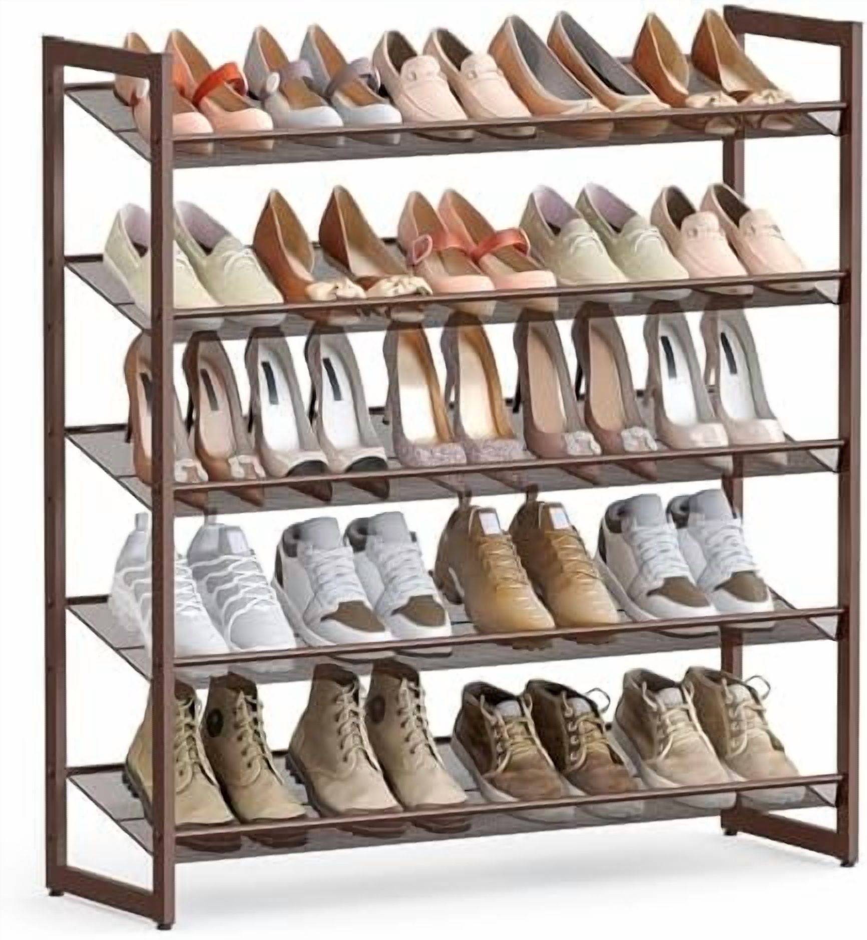 Shoe Rack, 5-Tier Shoe Organizer, Metal Shoe Storage for Garage ...